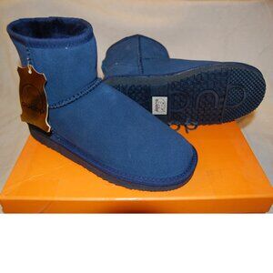 NEW Women's Emu Australia Chelsea Suede Boots Wool Lining Ink Blue/Marine Size 6
